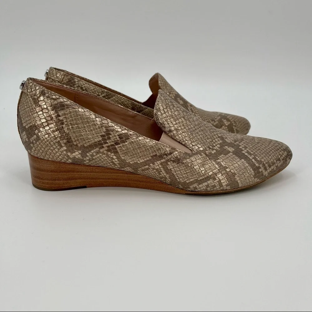 Taryn Rose Claudia Snake Wedge Slip-Ons in‎ Soft Gold Size 8.5 Metallic Neutrals